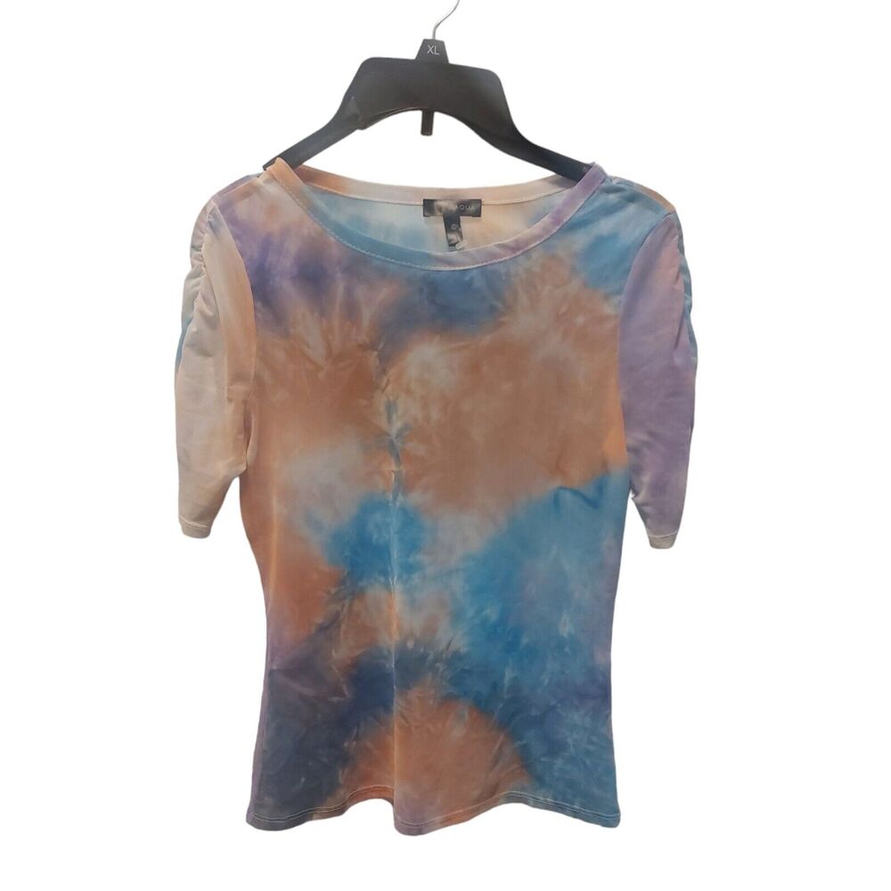 Colorful Blue AQUA Stunning Multicolor Mesh Top Shirt Artsy Y2K Size M